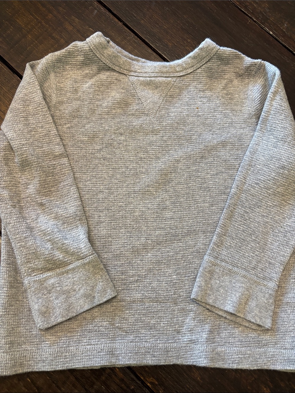 Hanna Andersson Light Gray Waffle-Knit Long Sleeve Shirt